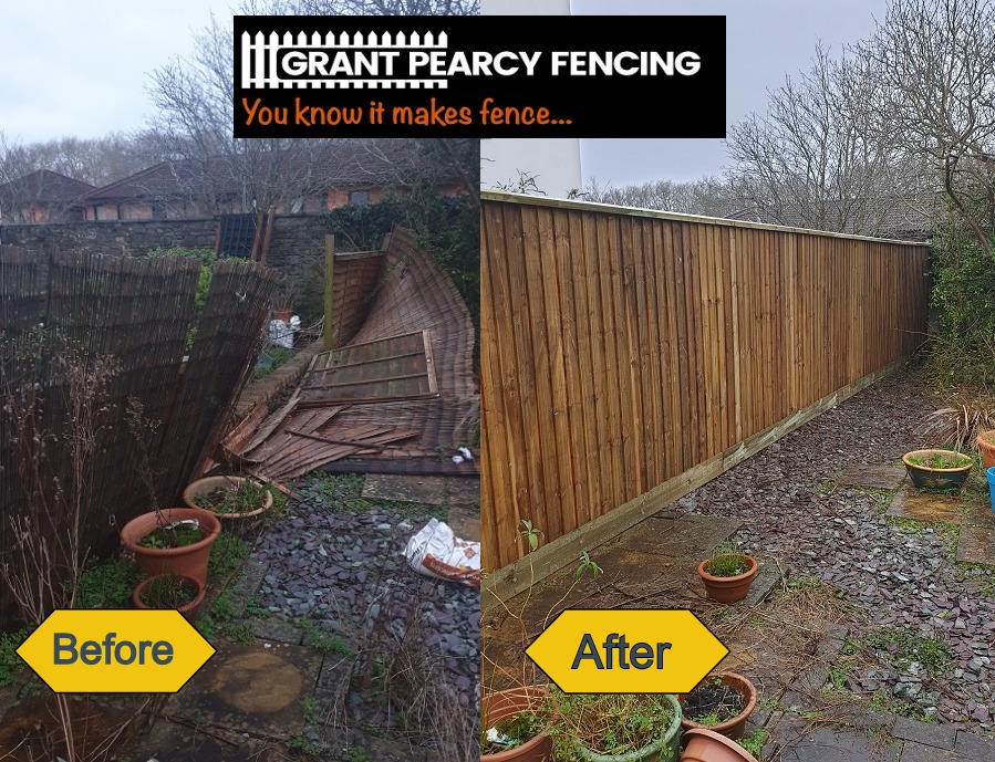 broken fence before and after