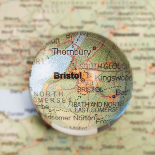 Map of England with Bristol